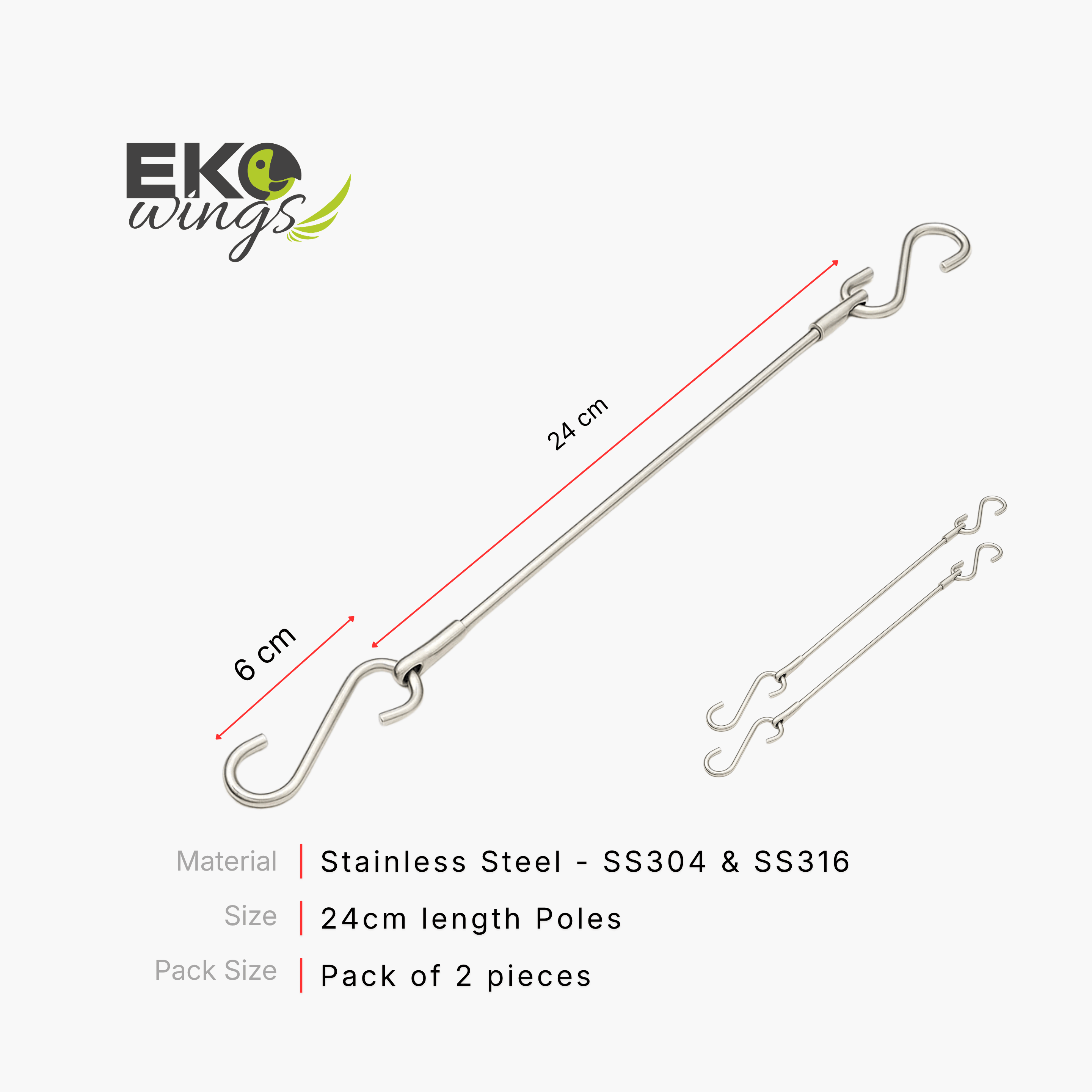 Stainless Steel horizontal Pole Refill (Large)