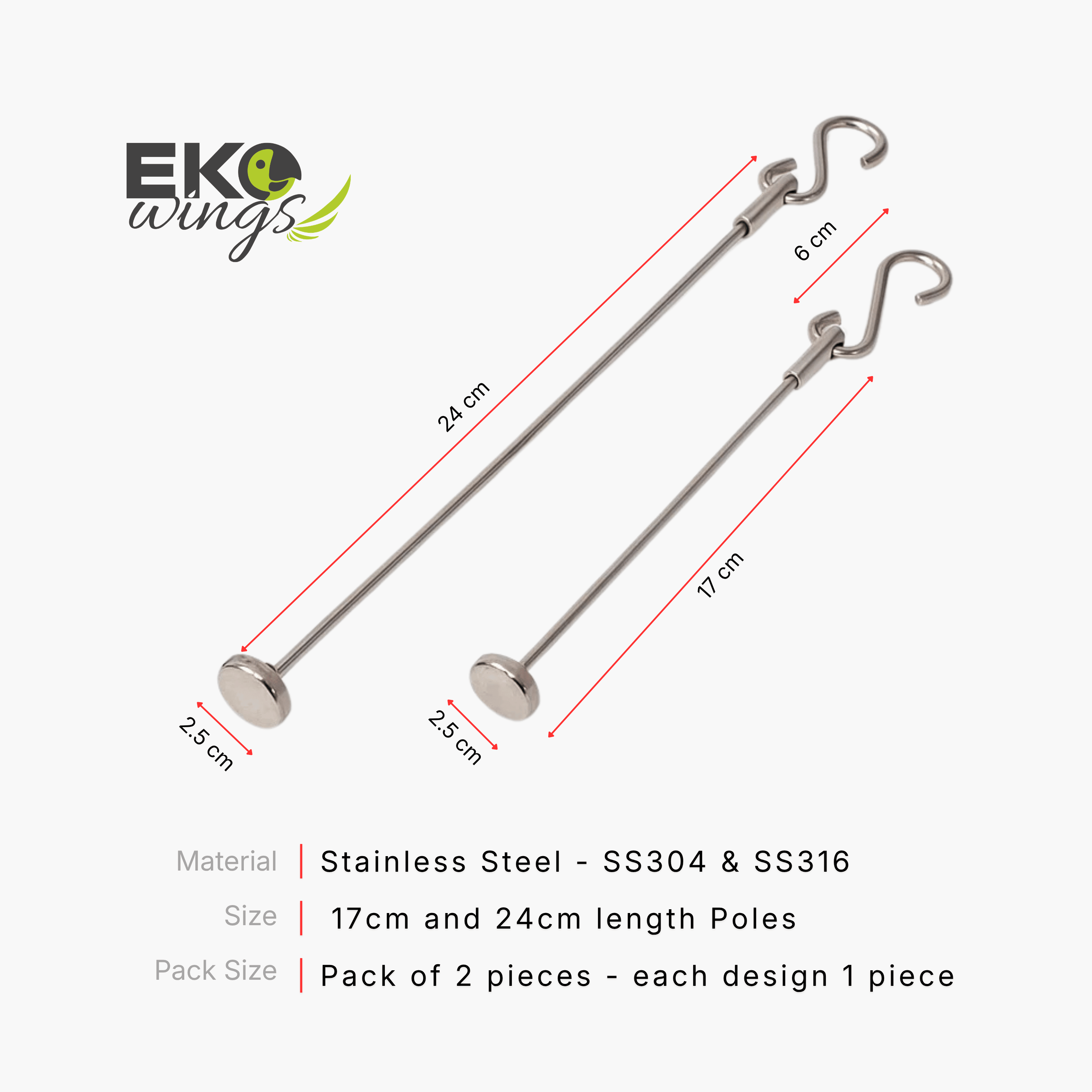 Stainless Steel hanging Pole Refill (Small & Large)
