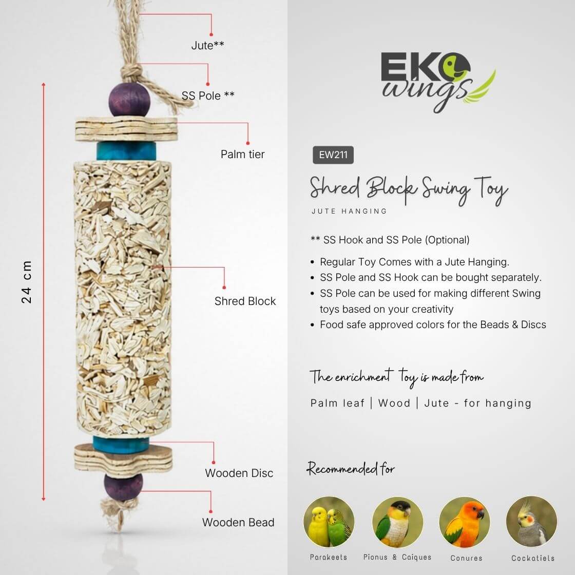 Shred Block Swing Toy ( Medium ) - EKOWINGS