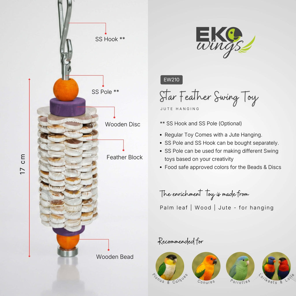 Star Feather Swing Toy ( Small ) - EKOWINGS