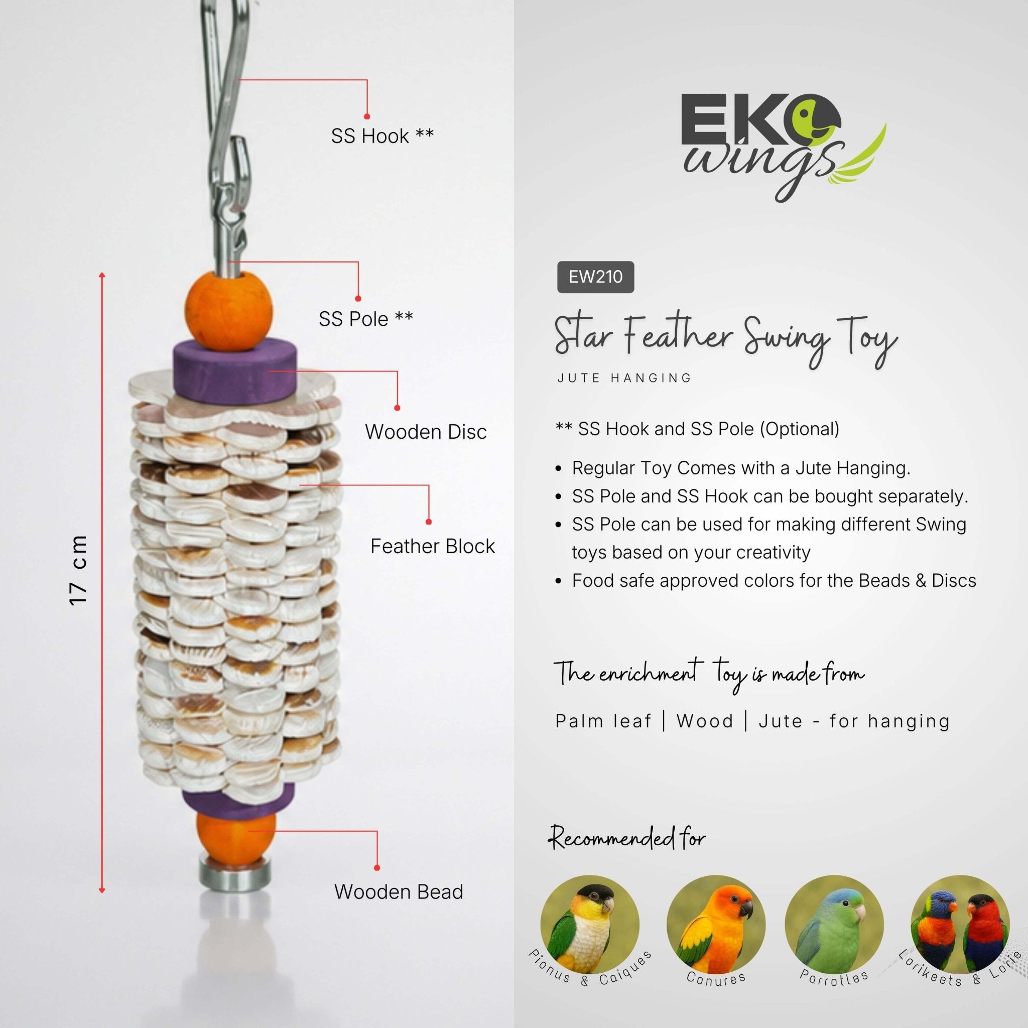 Star Feather Swing Toy ( Small ) - EKOWINGS