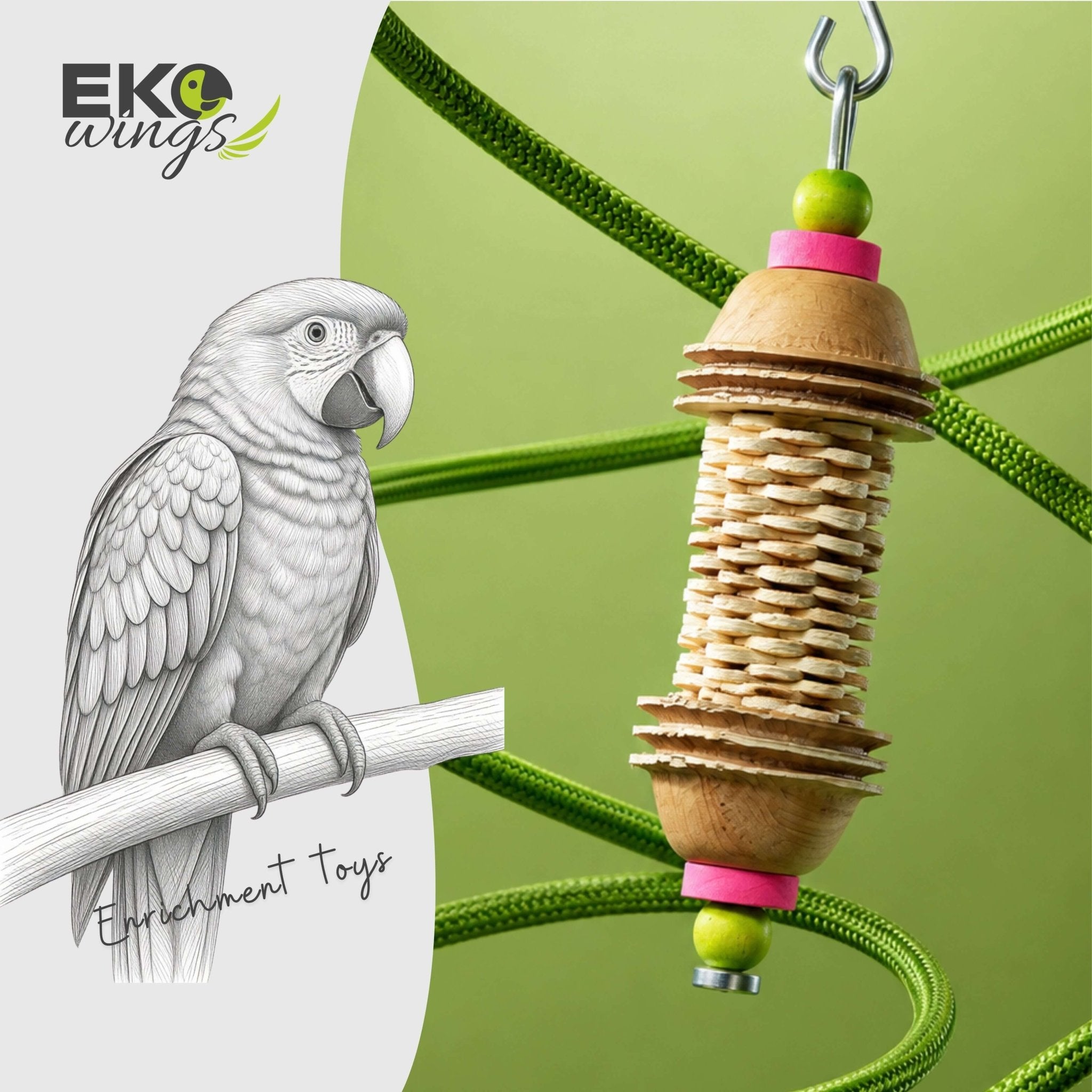Cup and Feather Swing Toy ( Medium ) - EKOWINGS