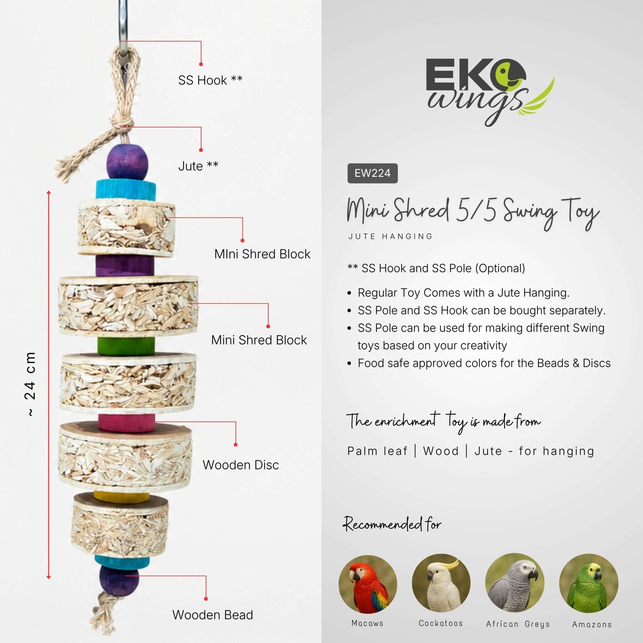 Mini Shred 5/5 Swing Toy ( Large ) - EKOWINGS