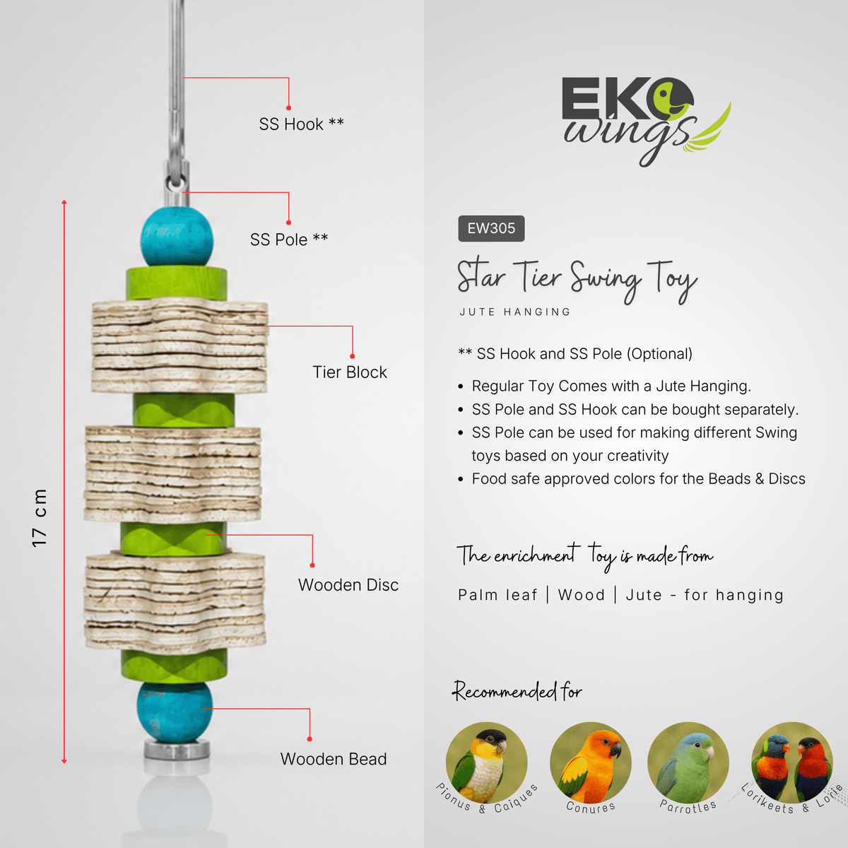 Star Tier Swing Toy ( Small ) - EKOWINGS